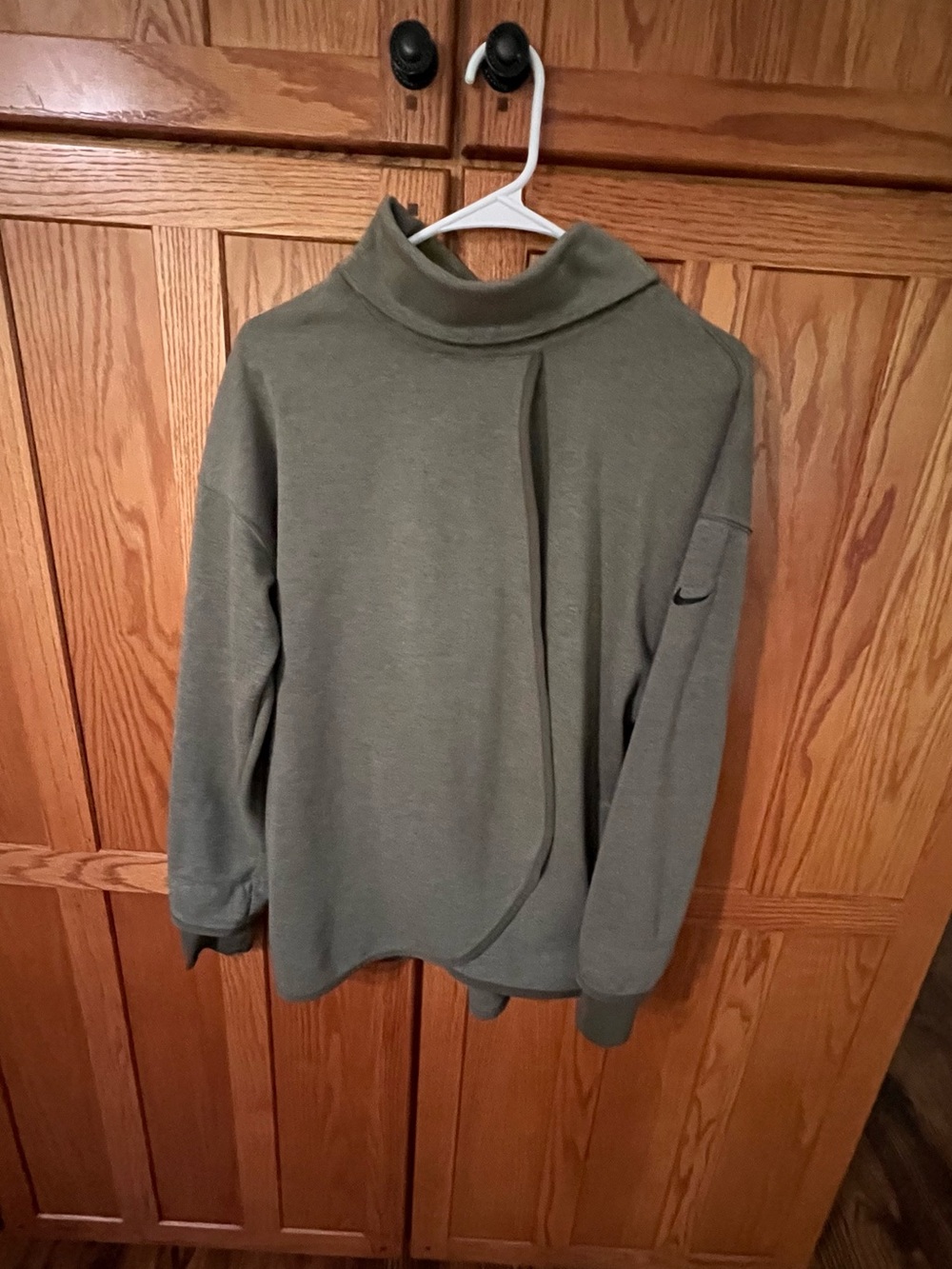 Nike Women's Maternity Reversible Olive Green Mock Neck Pullover